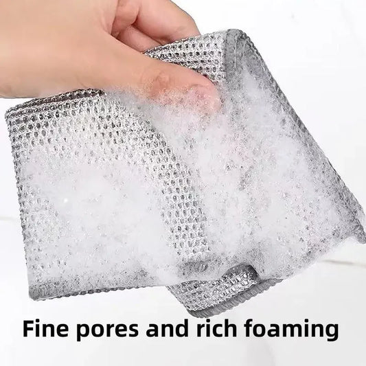 1-10pcs Multipurpose Wire Cleaning Cloths Kitchen Dishwashing Cloths New Pan Pot Dishes Rags Wet & Dry Non-stick Oil Dish Cloths