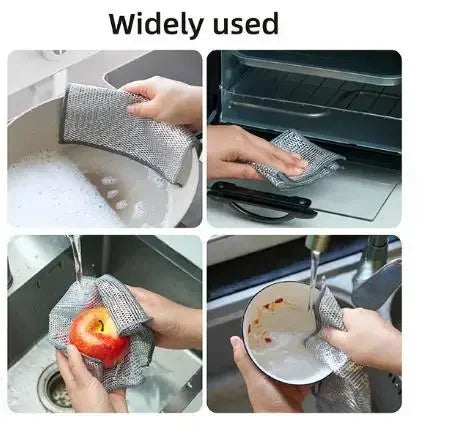 1-10pcs Multipurpose Wire Cleaning Cloths Kitchen Dishwashing Cloths New Pan Pot Dishes Rags Wet & Dry Non-stick Oil Dish Cloths