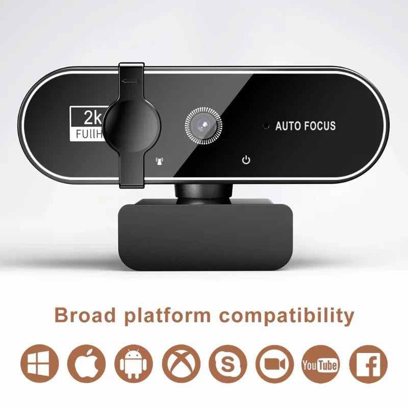 4K Webcam 1080P Mini Camera 2K Full HD Webcam with Microphone 30fps USB Web Cam for Auto Focus PC Laptop Video Shooting Camera