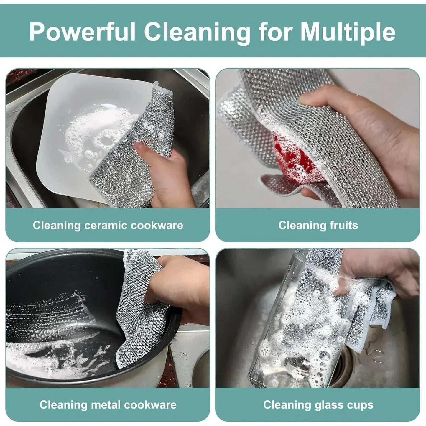 1-10pcs Multipurpose Wire Cleaning Cloths Kitchen Dishwashing Cloths New Pan Pot Dishes Rags Wet & Dry Non-stick Oil Dish Cloths