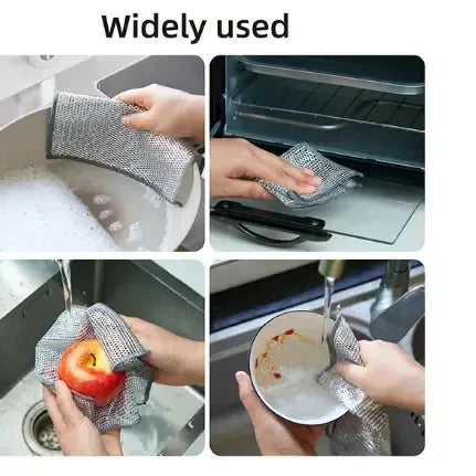 1-10pcs Multipurpose Wire Cleaning Cloths Kitchen Dishwashing Cloths New Pan Pot Dishes Rags Wet & Dry Non-stick Oil Dish Cloths