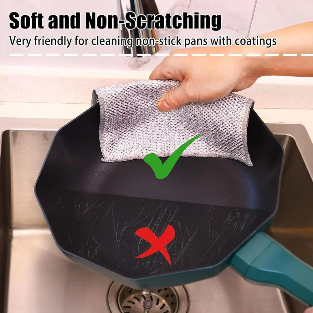 10 Pack Enhanced Steel Wire Dish Scrubbers, Double Layered, Non-Scratch Cleaning for Pots, Pans, Dishes, and Kitchen Surfaces