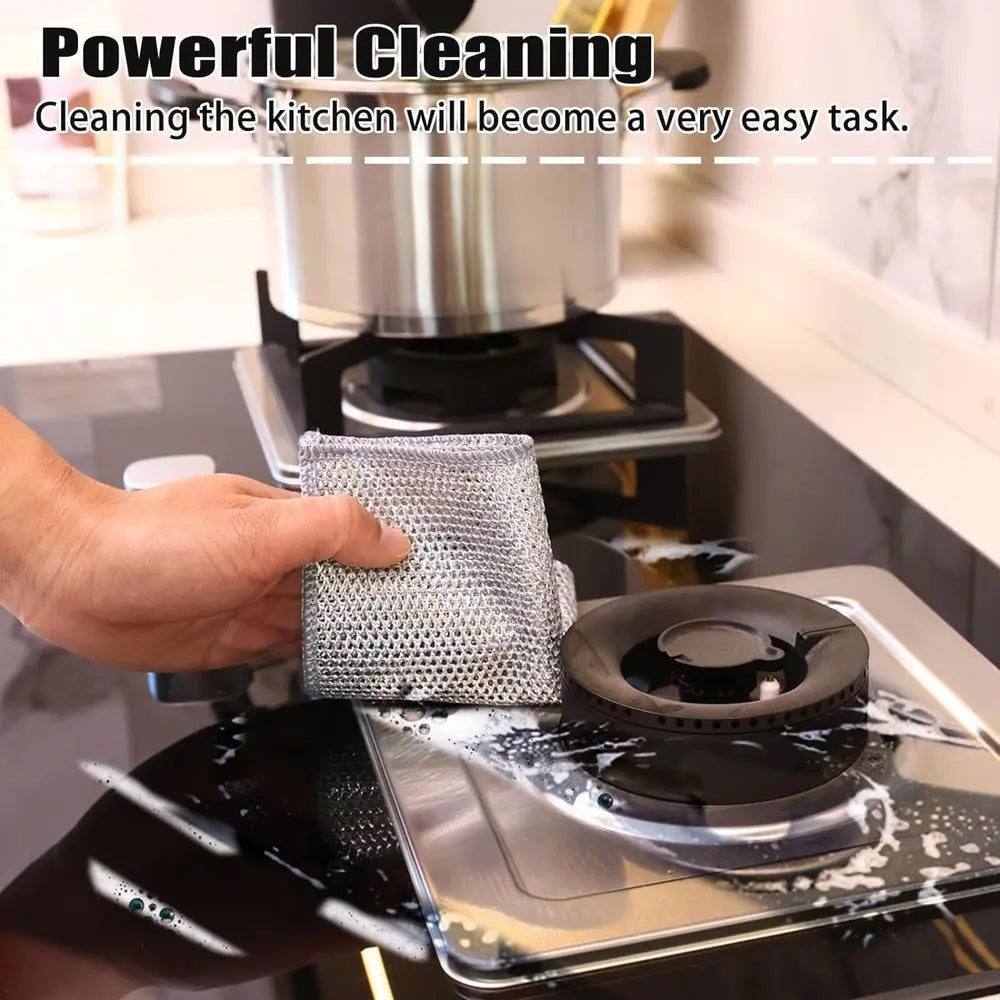 10 Pack Enhanced Steel Wire Dish Scrubbers, Double Layered, Non-Scratch Cleaning for Pots, Pans, Dishes, and Kitchen Surfaces