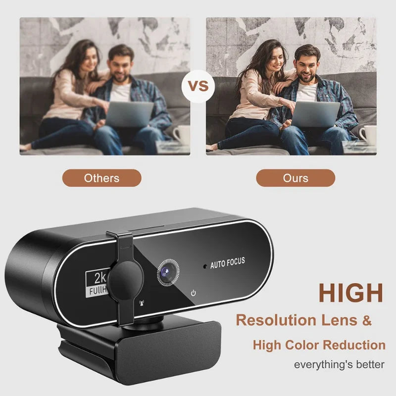 4K Webcam 1080P Mini Camera 2K Full HD Webcam with Microphone 30fps USB Web Cam for Auto Focus PC Laptop Video Shooting Camera