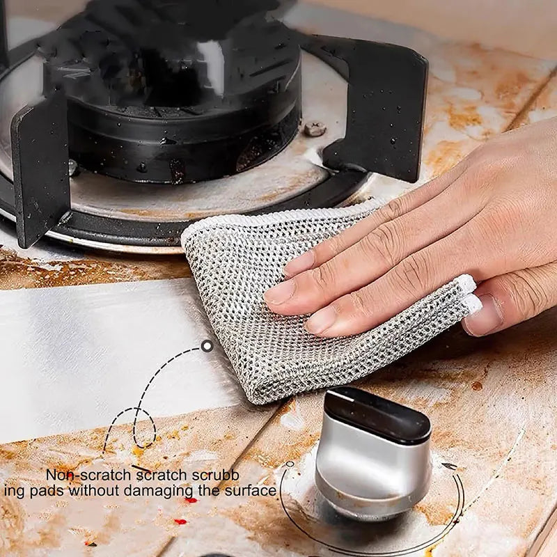 1-10pcs Multipurpose Wire Cleaning Cloths Kitchen Dishwashing Cloths New Pan Pot Dishes Rags Wet & Dry Non-stick Oil Dish Cloths