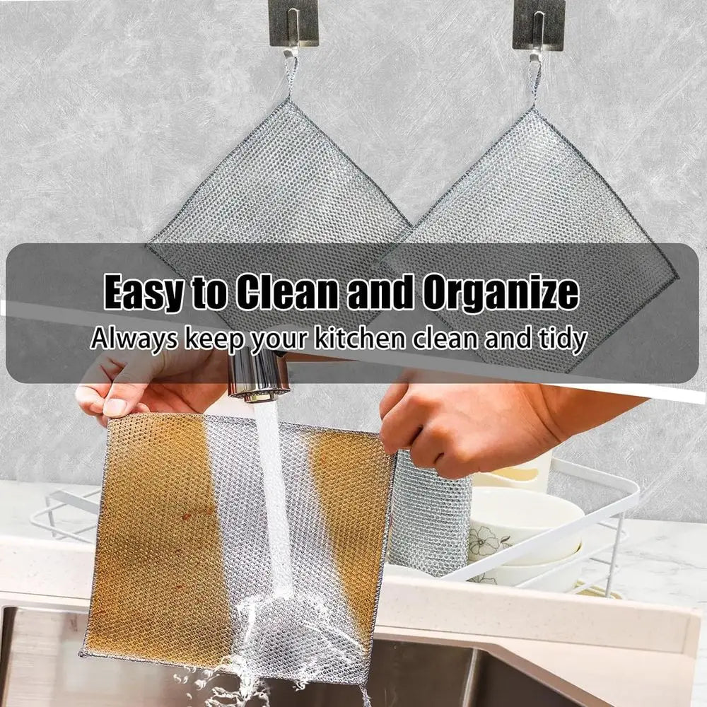 10 Pack Enhanced Steel Wire Dish Scrubbers, Double Layered, Non-Scratch Cleaning for Pots, Pans, Dishes, and Kitchen Surfaces