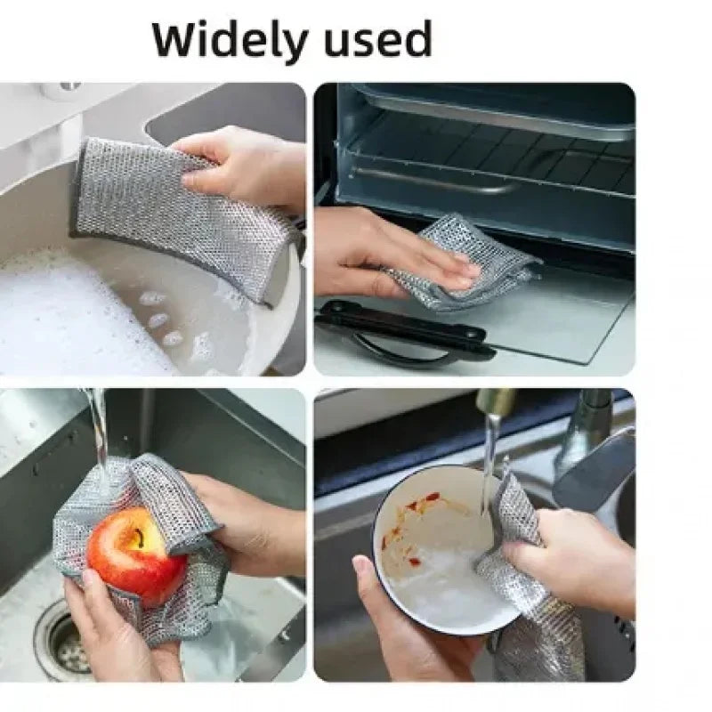 1-10pcs Multipurpose Wire Cleaning Cloths Kitchen Dishwashing Cloths New Pan Pot Dishes Rags Wet & Dry Non-stick Oil Dish Cloths